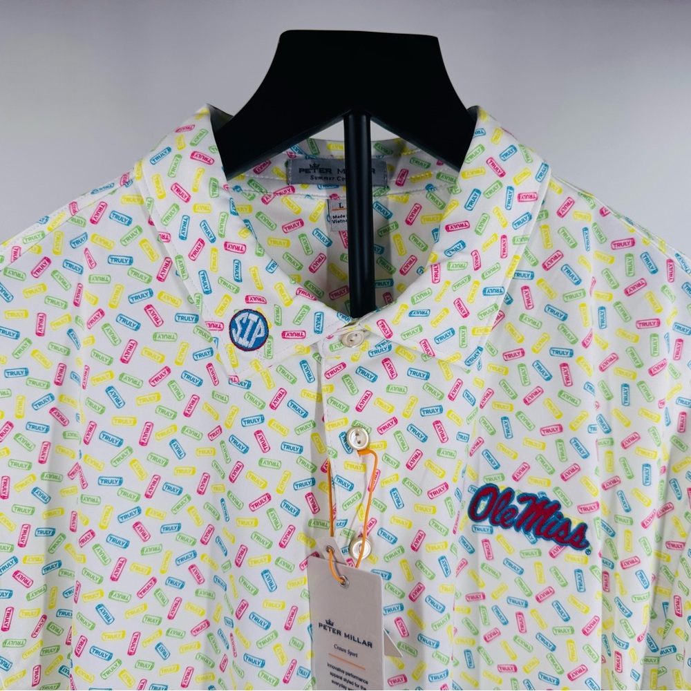 EXCLUSIVE SIP EMBROIDERED COLLAR! Ole Miss Peter Millar "Truly" Polo - Large NWT